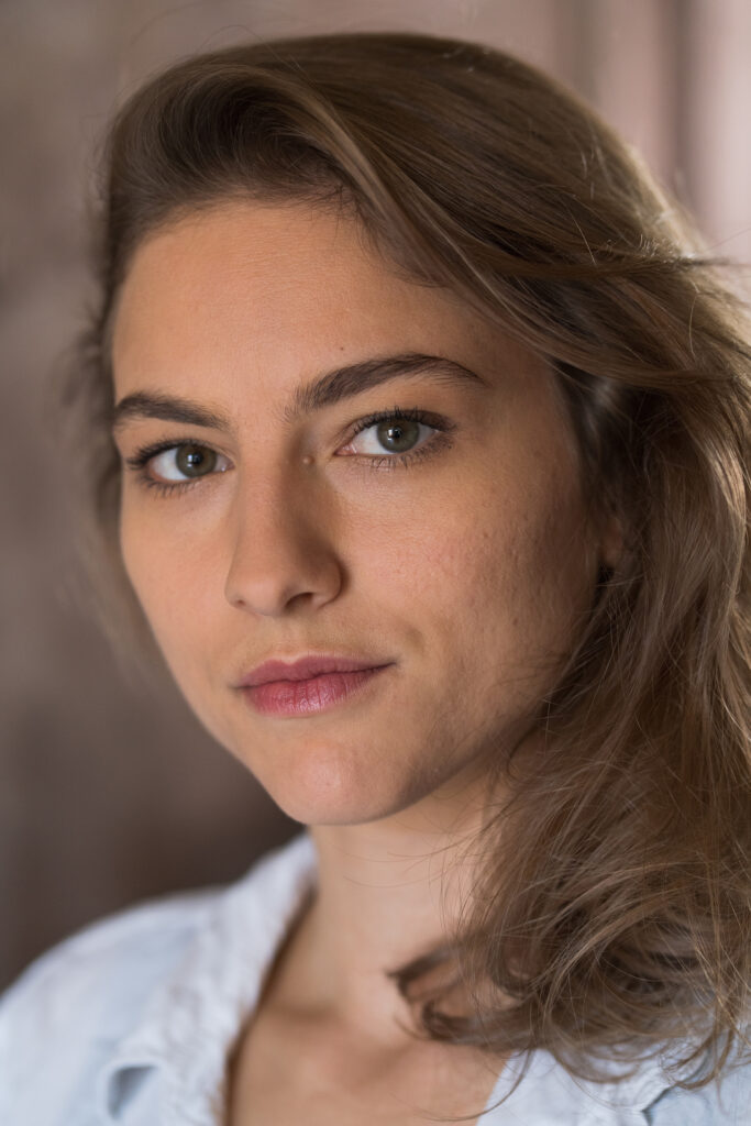 The young actress in portrait view.